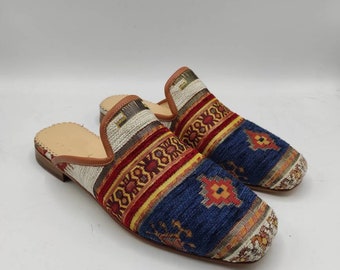 Zuecos étnicos para hombre: zuecos de cuero hechos a mano sin cordones