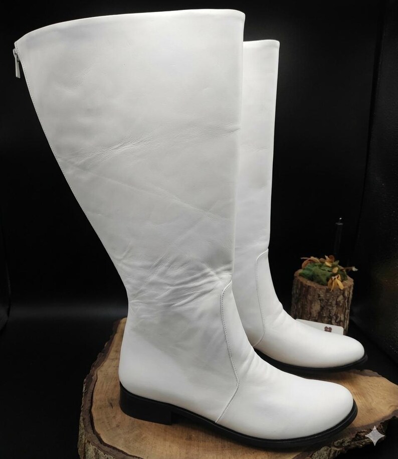 Botas de montar de cuero blanco hechas a mano: estilo Suzani personalizado imagen 5