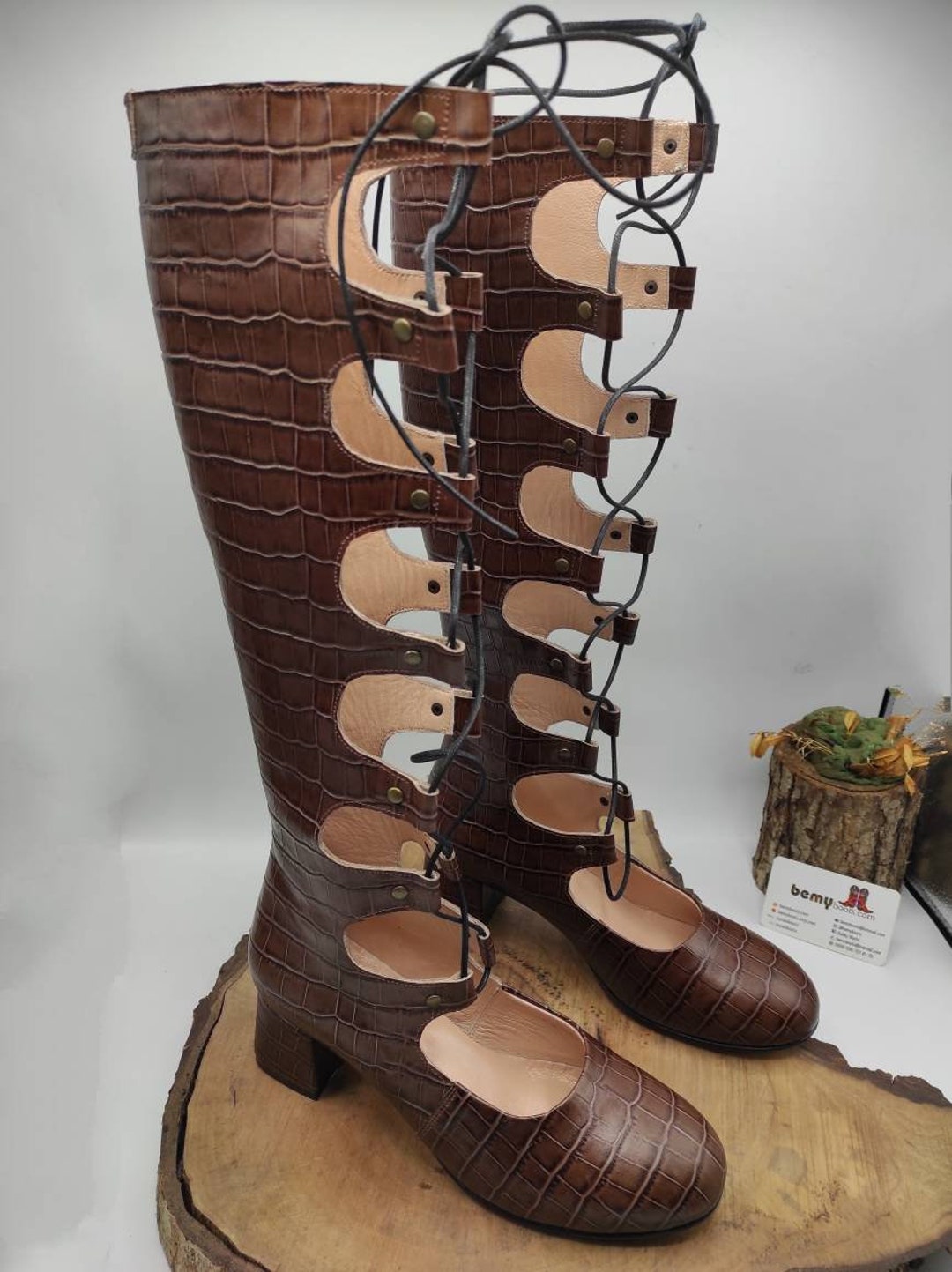 genuine leather lace up boots