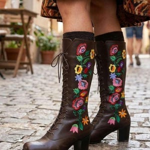 Penny Custom Boots, Genuine Leather Square Toe