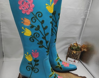 Cowboy Boots, Custom Made, Cowgirl Boots, Suzani Boots, Made To Order, Embroidery Boots, Genuine Leather, Everyday Boots, For Her, So Comfy