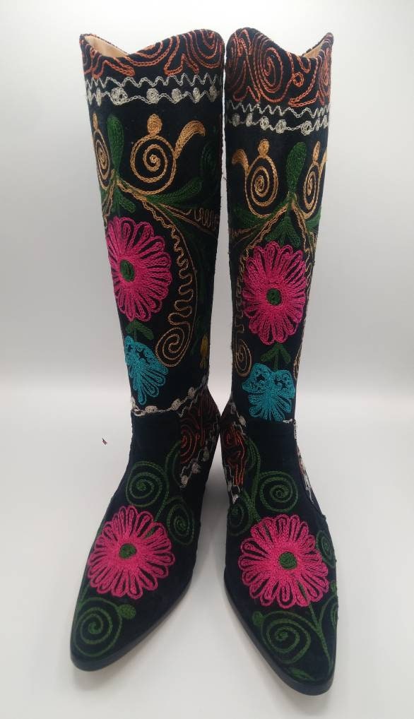 Vintage Embroidered Women's Boots Suzani Boots Cowboy - Etsy