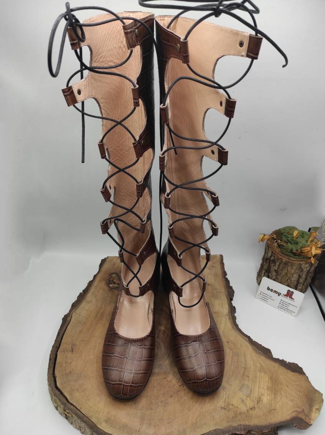 genuine leather lace up boots
