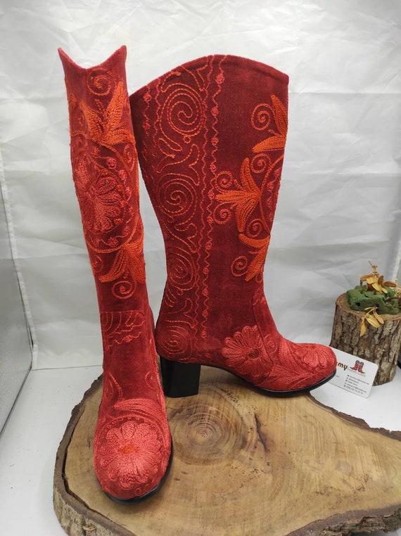 Cowboy High - Red, Platform cowboy boot