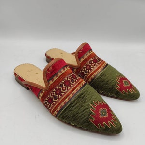 Open Heel Shoes Leather Flat's Barefoot Kilim Shoes - Etsy