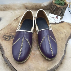 Purple - Kutch Embroidery Handstitched Leather Flat Slippers