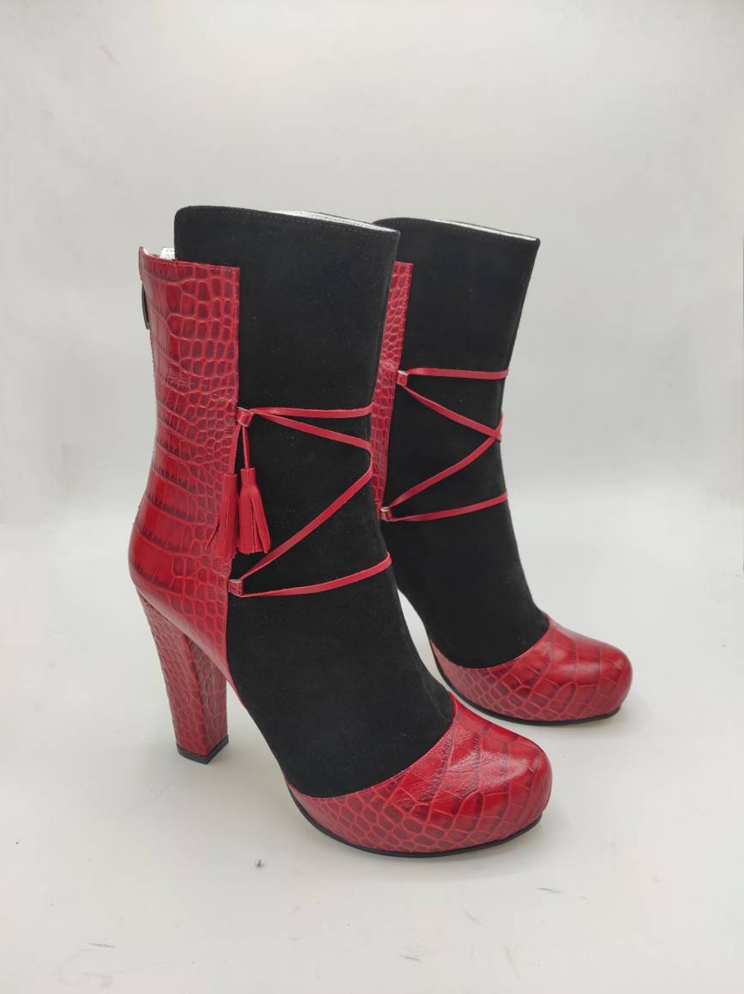 heeled platform booties