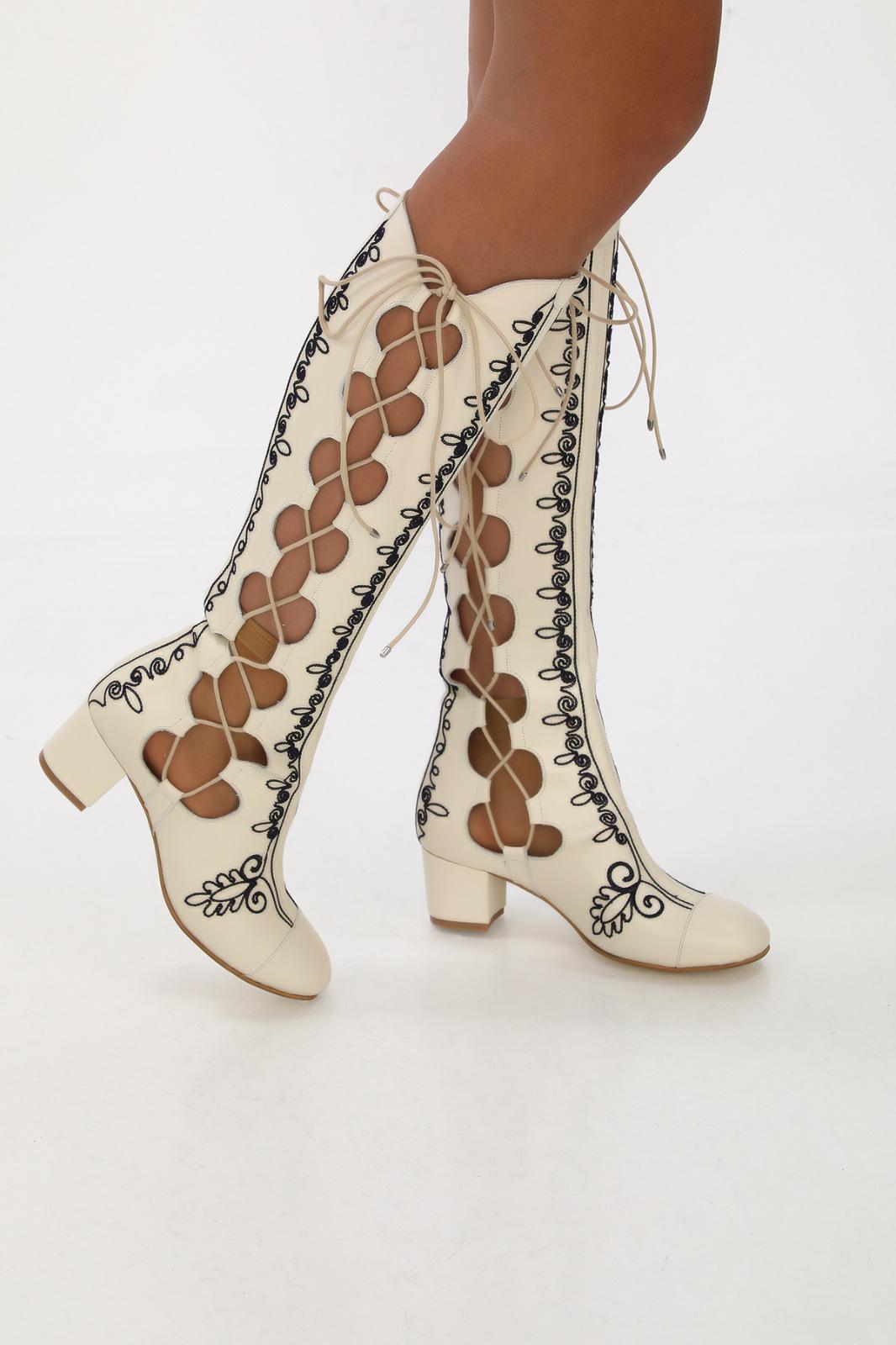 Vintage 1960s Suzani Leather Boots: Custom Embroidery, Lace Up - Etsy