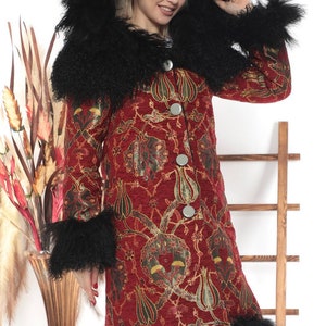 Shearling Coat, Made To Order Penny Lane Coat, Fur Coat, Hooded Coat, Tulip Pattern, Custom Made, Afgan Coat, New Arrivals, Almost Famous