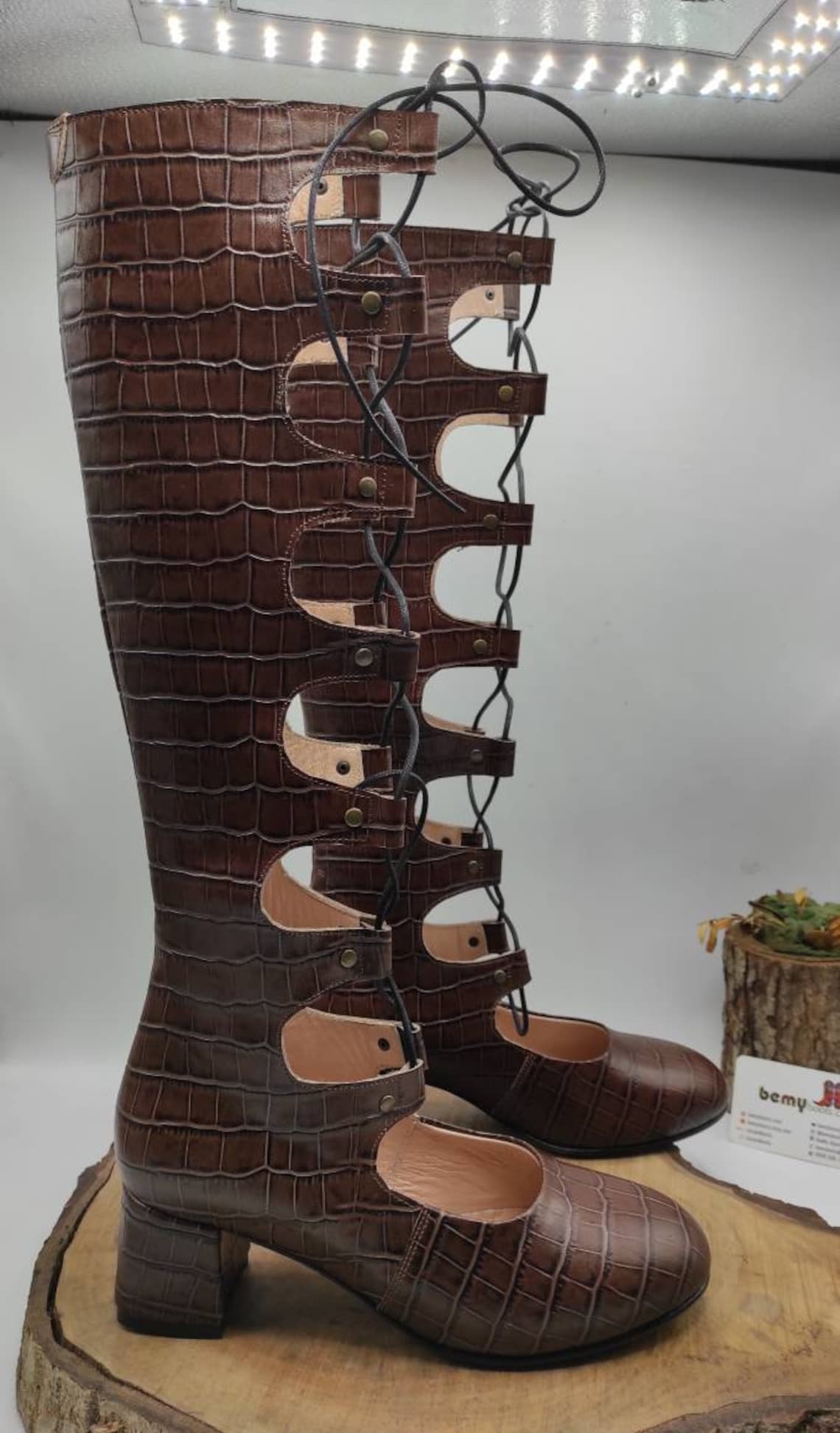 genuine leather lace up boots