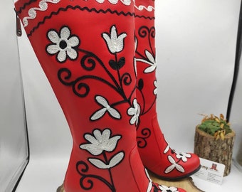 Made To Order Leather Boots, Platform Boots, Embroidery Custom Boots, Suzani Boots, Knee High, Comfy Boots, Casual Boots, Gift For Her