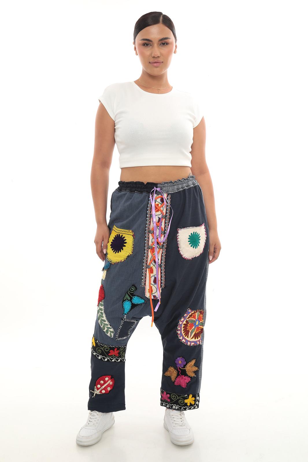 Vintage Suzani Embroidery Shalwar Pants: Unisex Boho Trousers - Etsy