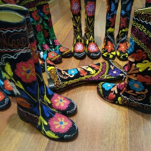 Custom Made Women Boots, Suzani Boots, Embroidery Boots, Handmade, Vintage Boots, Comfy Boots, For Her, Made To Order FREE SHIPPING