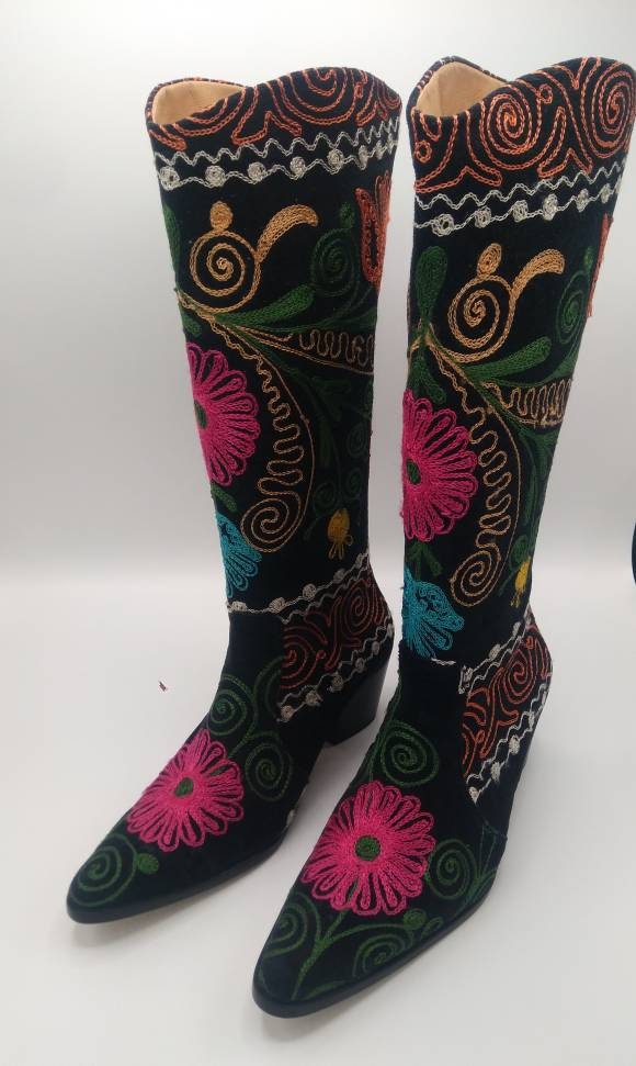 Vintage Embroidered Women's Boots Suzani Boots Cowboy - Etsy