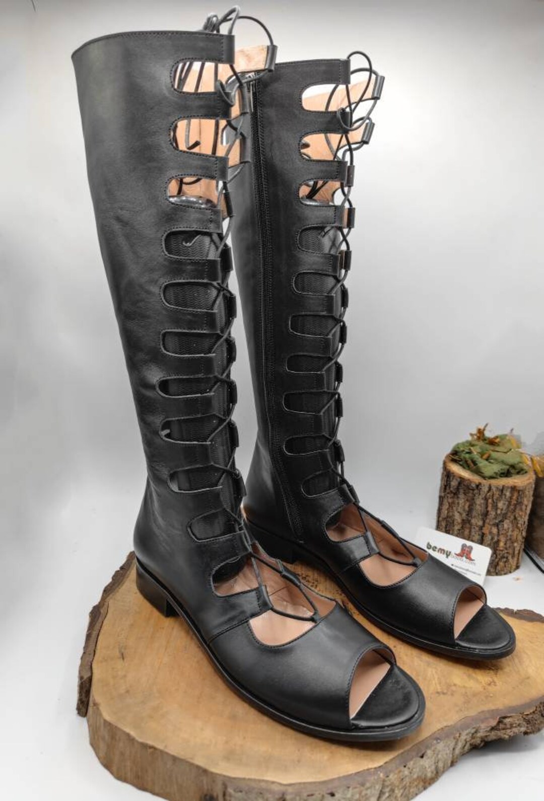 【suzen】Baritone lace-up long boots Suede Leather Lace up Boots, Custom Made, Platform Boots