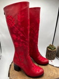 Red Leather Boots, Custom Made, Suzani Boots, Embroidery Boots, Made To Order, Suzani Boots, Handmade, Comfy Boots, Platform Boots product logo