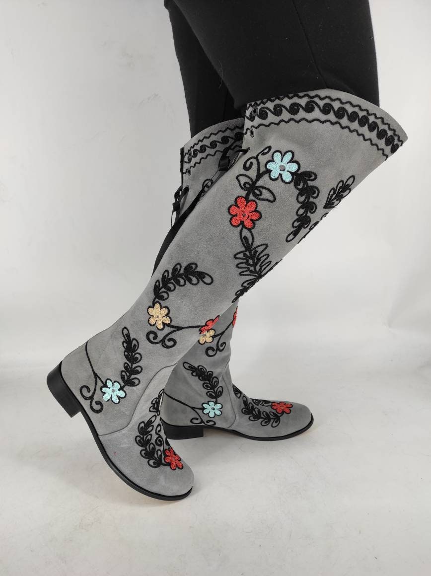 Over Knee High Women's Boots Custom Made Suzani Boots - Etsy