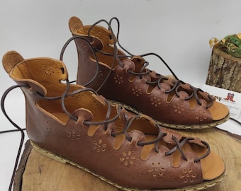 Handmade Leather Gladiator Sandals: Turkish Yemeni Style