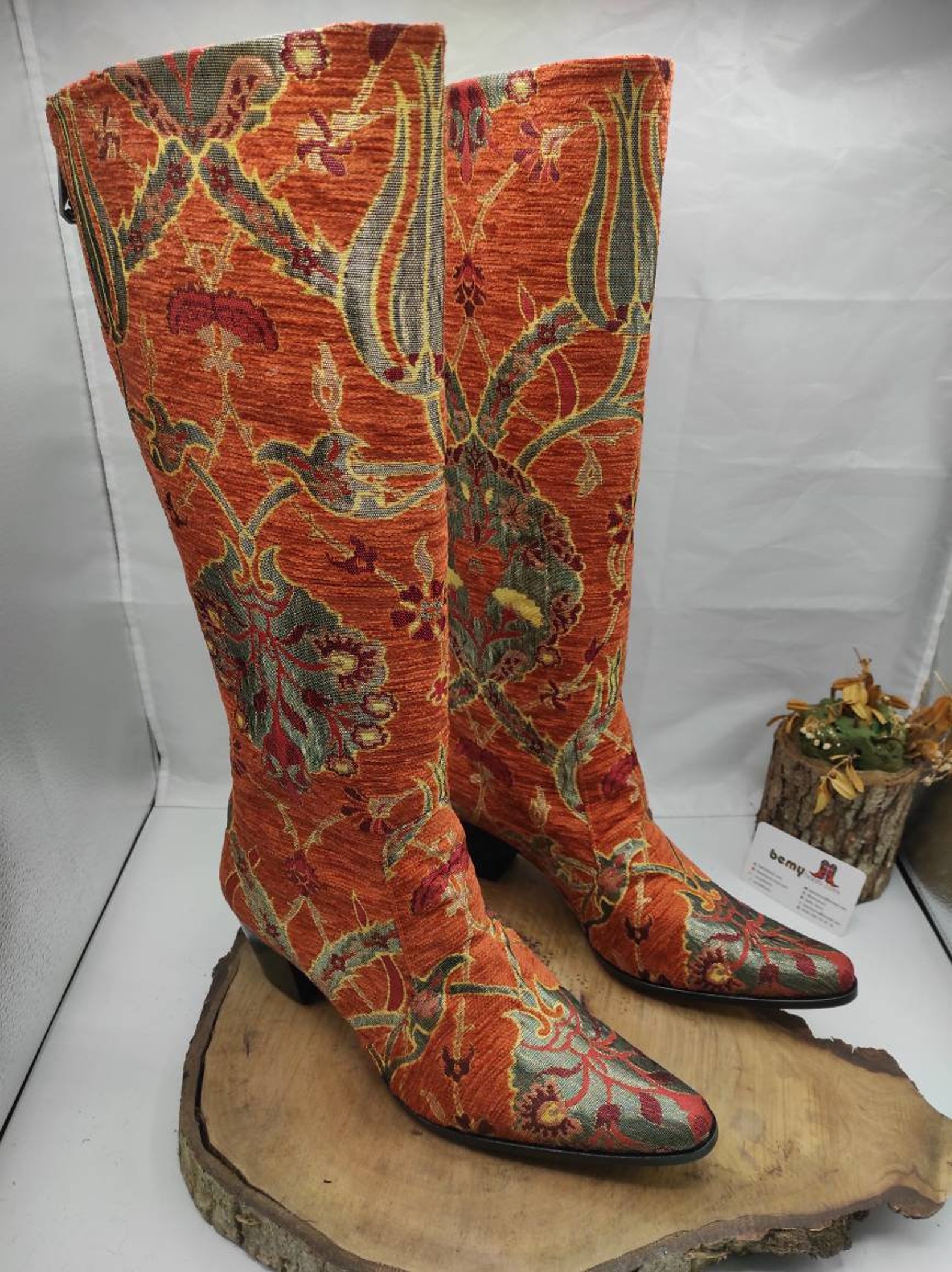 Cowboy Boots Women's Boots Custom Made Tapestry Boots - Etsy