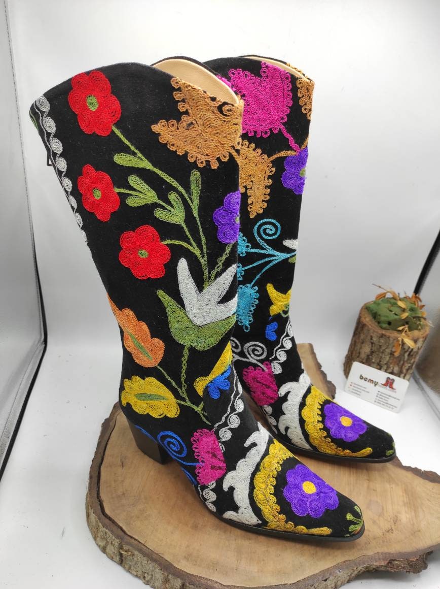 Suzani Boots Embroidered Boots Custom Boots Cowboy Boots - Etsy