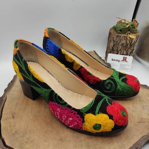 Vintage Shoes, Heeled Sandals, Handmade, Suzani Shoes, Barefoot, Embroidery Shoes, For Her, Festival Shoes, Comfy Shoes, Everyday Shoes