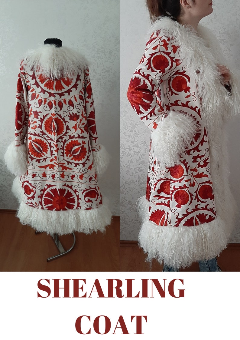 Shearling Trim Coat Suzani Coat Vintage Coat Embroidered Etsy