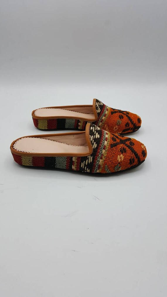 Vintage Turkish Handmade Slippers Leather Soles Ethnic Pattern | Etsy