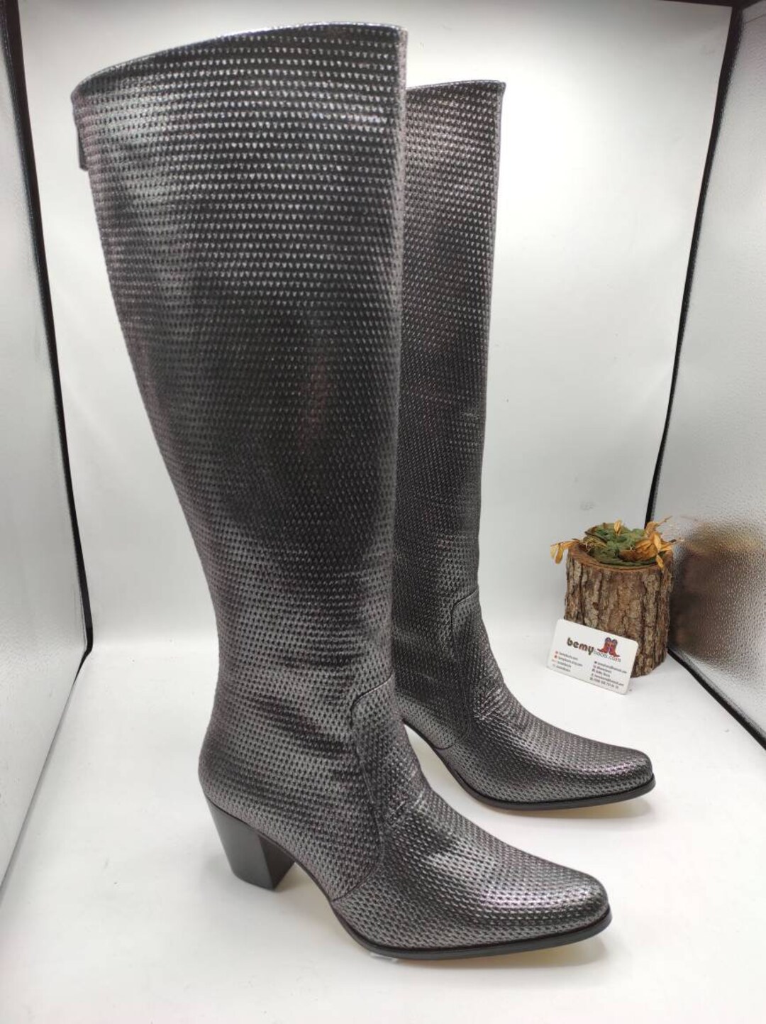 silver leather boots