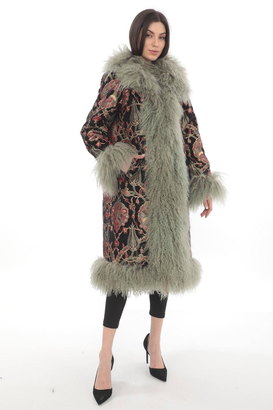 Shearling Jacket Pattern Tulip Pattern Shearling Coat: Mongolian Fur Trim, Chenille Lining - Etsy