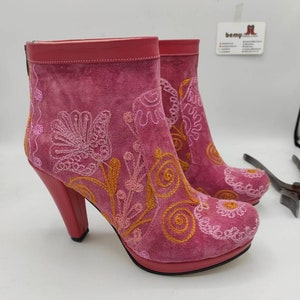 Ankle Boots, Chunky Heel, Suzani Boots, Ankle Booties, Custom Made, For Her, Leather Shoes, Gift, Casual Shoes, Platform Boots, Comfy Shoes