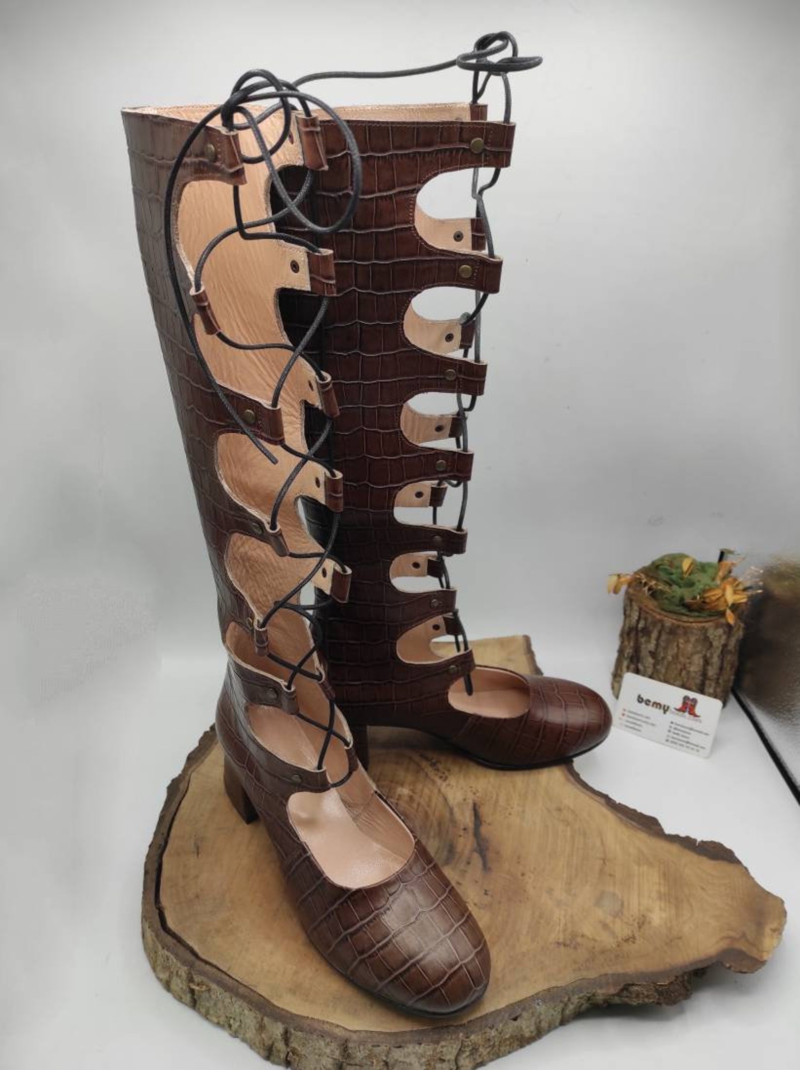 genuine leather lace up boots