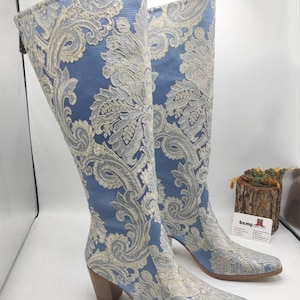 Cowboy Boots, Custom Made, Genuine Leather, Suzani Boots, Silk Tapestry, Made To Order, Chic Boots, Fantasy Boots, Handmade, Cowgirl Boots