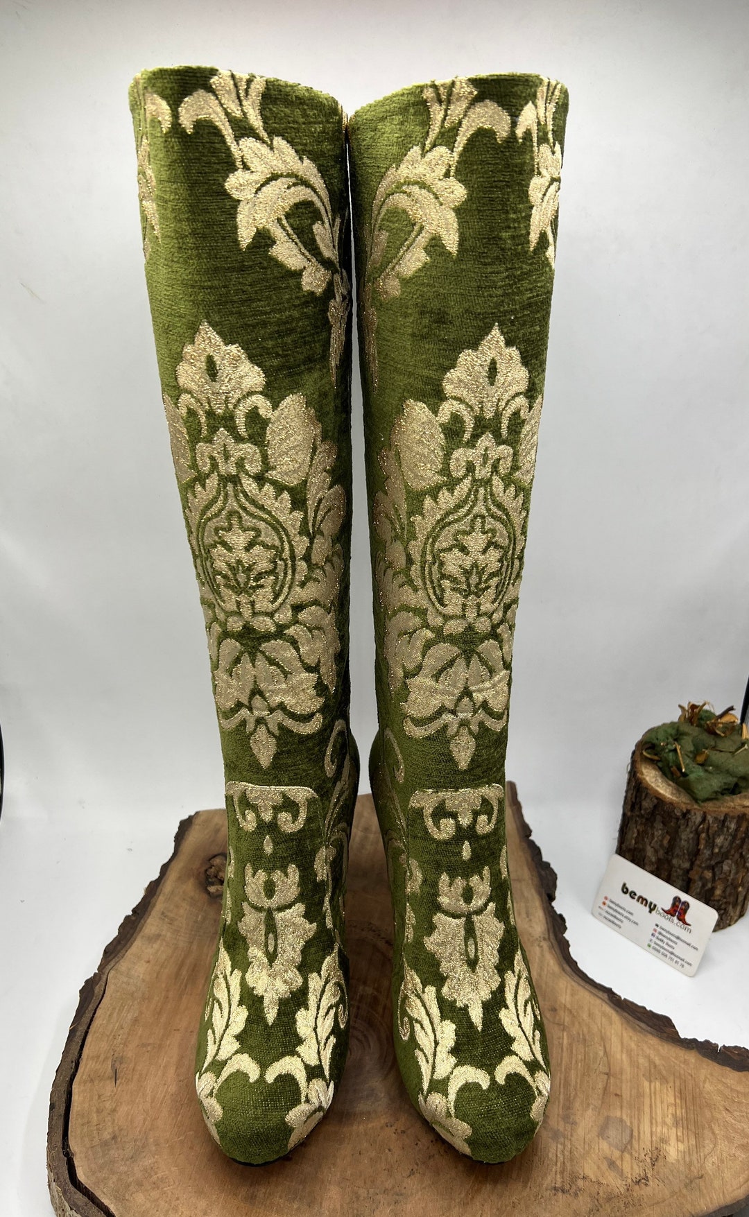 Platform Style Custom Made Women's Boots Green Tapestry - Etsy
