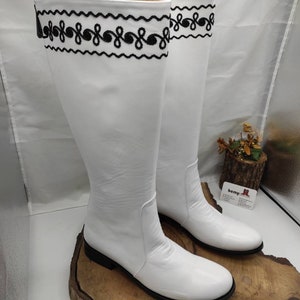 White Boots, Leather Boots, Made To Order, Suzani Boots, Riding Boots, Low Heel, Wedding Boots, Custom Made, Round Toe, Casual Boots