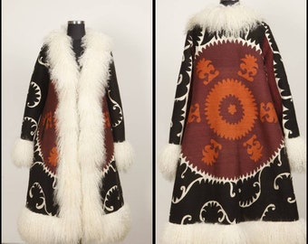 Vintage Shearling Mantel, Fast Berühmt, Penny Lane, Suzani Mantel, Afgan Mantel, Für Sie, Slow Fashion, 1960er Jahre, Festival Dress, Custom Made