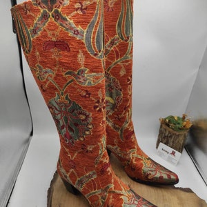 Cowboy Boots, Women's Boots, Custom Made, Tapestry Boots, Leather Boots ...