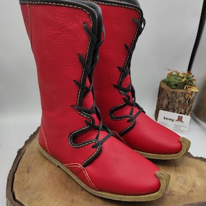 Handmade Leather Lace Up Boots: Custom Retro Medeival Viking Style