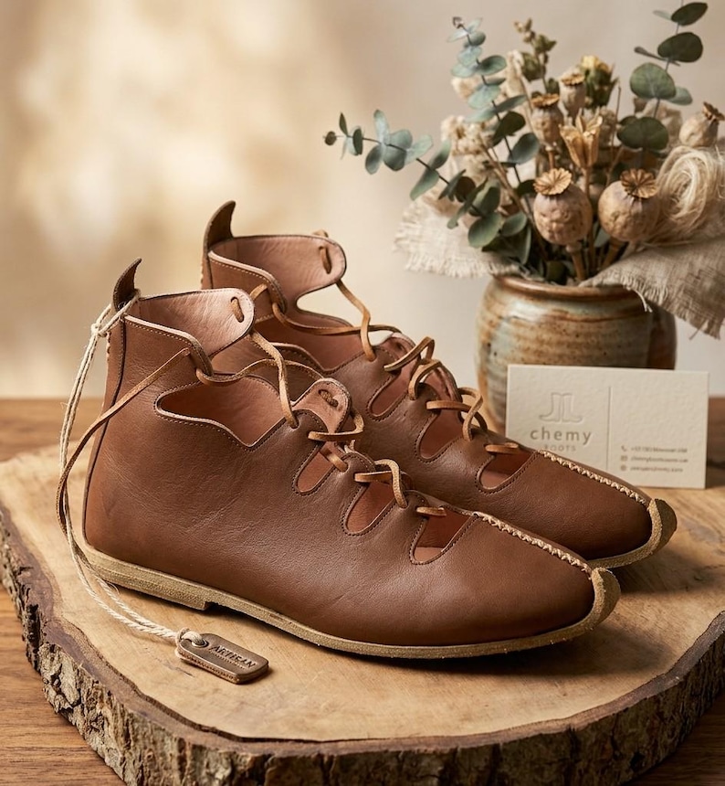 Handmade Leather Gladiator Sandals: Custom Medieval Men's Shoes image 3