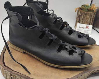 Handmade Leather Gladiator Sandals: Viking Style Men's Shoes