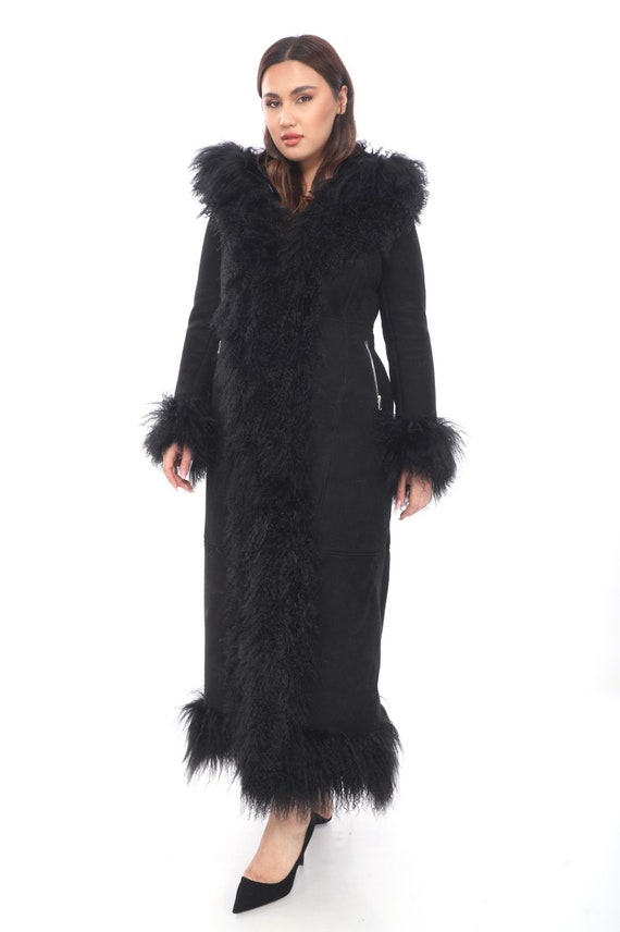 レザージャケット・コート [BOHEMIAN SEOUL] BOHEMSEO (LONG) FAUX LEATHER SHEARLING COAT BOHEMIAN SEOUL] (LONG) FAUX LEATHER SHEARLING COAT, BLACK