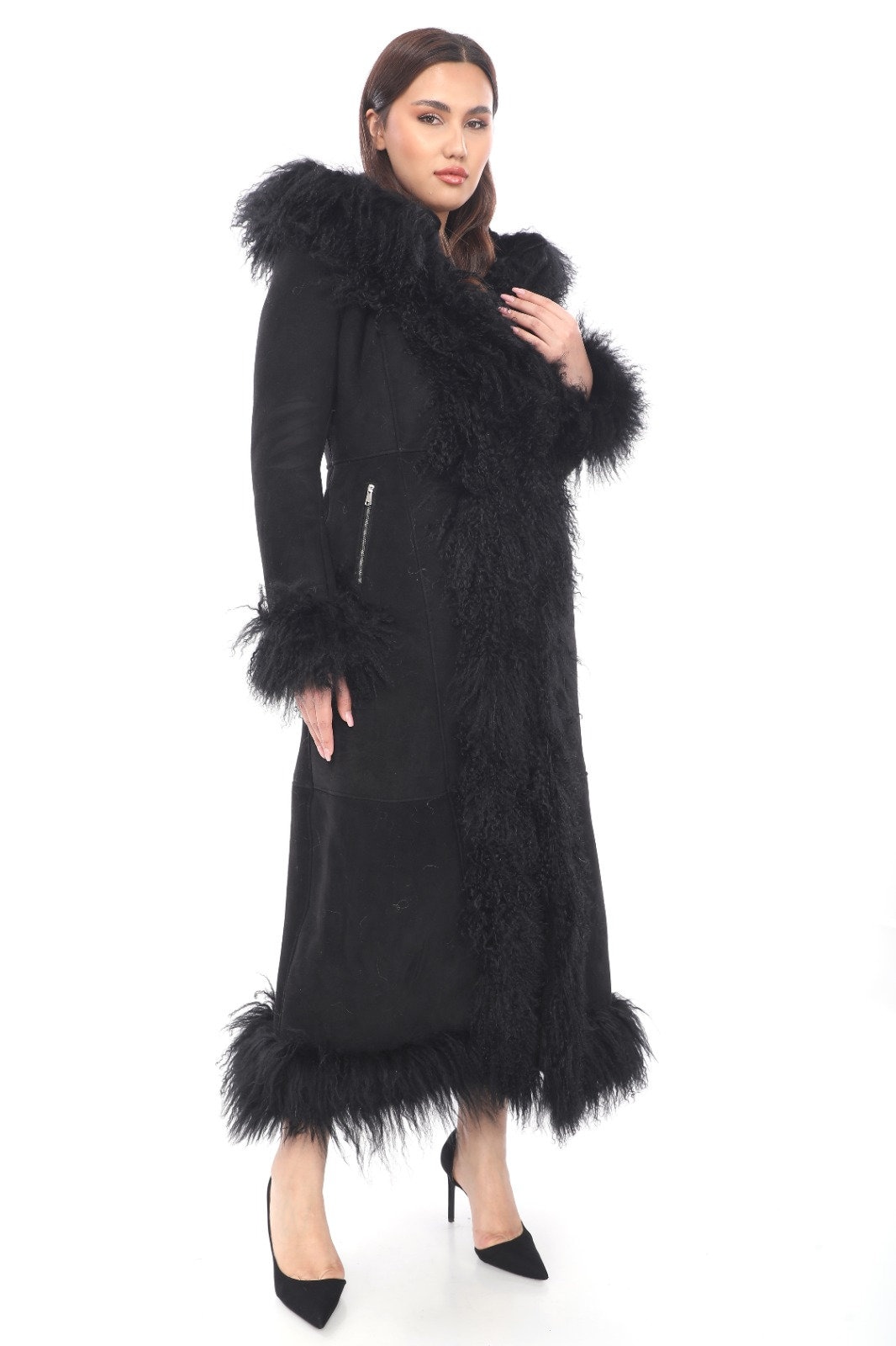 ムートン・ファーコート Left Oversized Half Mustang Coat Black Left Oversized Half Mustang Coat Black (Left/ムートン