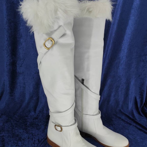 White Leather Boots, Made To Order, Riding Boots, Everyday Casual Boots, Comfy Boots, For Her, Custom Made, Low Heel, Suzani Boots, Fur Boot