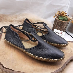 Leather Lace Up Sandals, Womens Sandals, Loafer, Leather Flats, Medieval Sandals, Greek Sandals, Handmade Shoes, Hippie Sandals