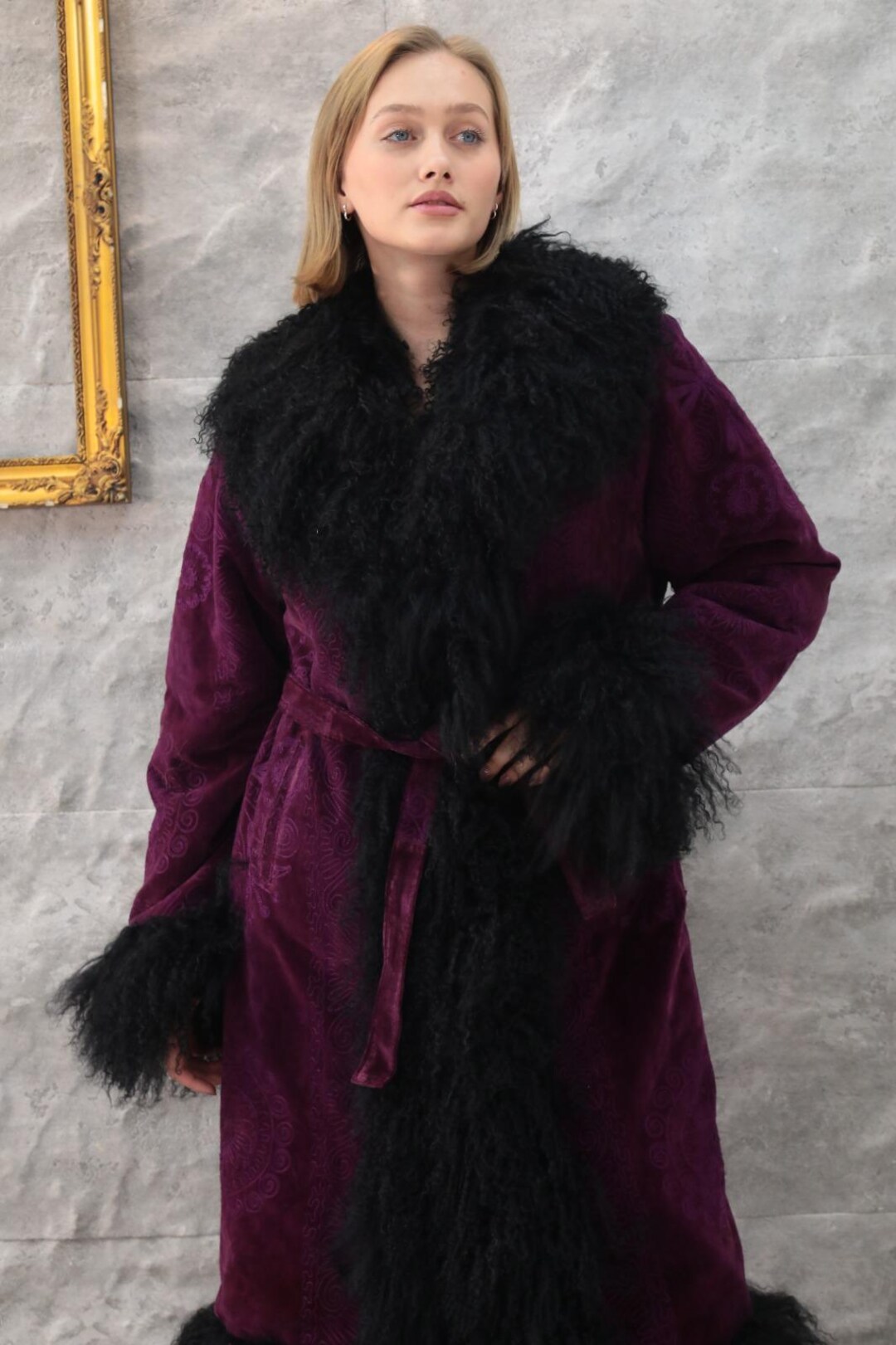 Purple Afgan Suzani Coat, Shearling Coat, Custom Fit - Etsy