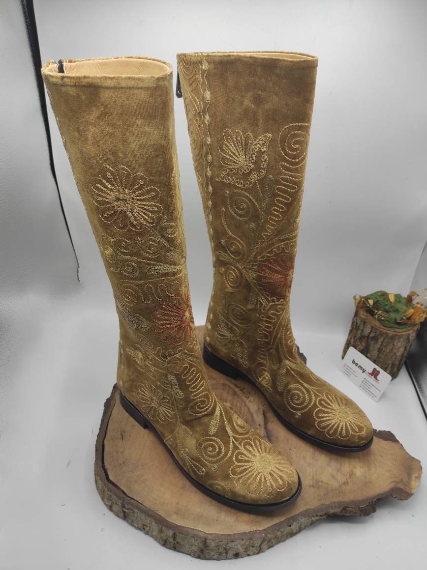 Handmade Genuine Leather Custom Boots Suzani Boots Riding | Etsy