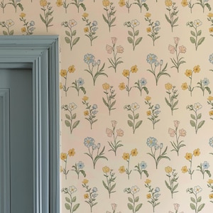 Vintage-Wildblumentapete, abnehmbare, selbstklebende Blumentapete