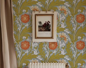Vintage Floral Wallpaper, William Morris style Botanical Wall Mural (Peel & Stick or Traditional) PV455