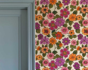Funky Tapete, temporäres schälen und Klebe Blumen Wandbild, bunte Gänseblümchen-Blüten-selbstklebende Wandverkleidung, Retro Preppy Wandbehang | PV127