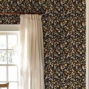 Moody Botanical Wallpaper Mural, Dark Vintage Temporary Wall covering with Leaves and Birds, Peel and Stick Woodland Bedroom Wall Decor 218S