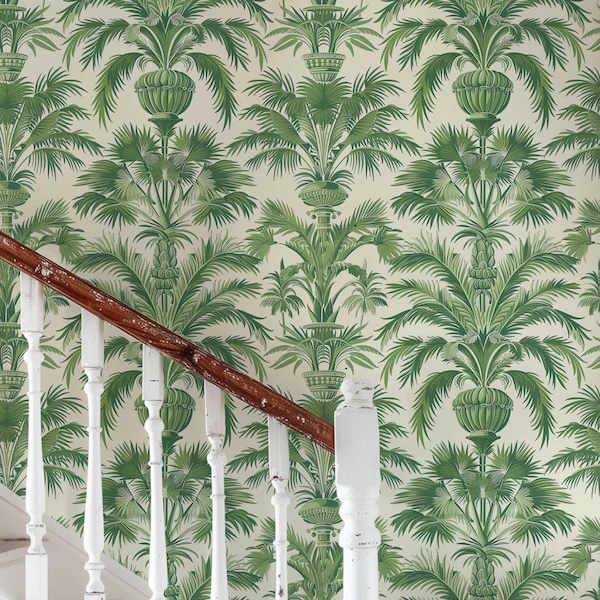 Palmboombehang, verwijderbare zelfklevende muurschildering, groene exotische muurbekleding PV144